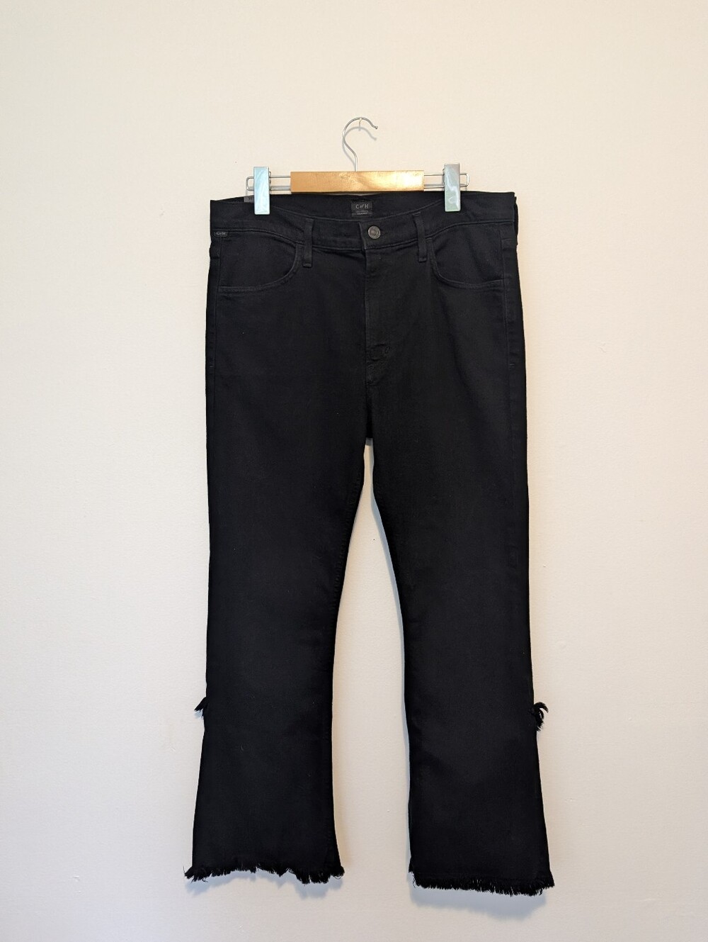 CITIZENS OF HUMANITY Drew Fray High Rise Crop Flare Jeans Black Boho Luxe - 31